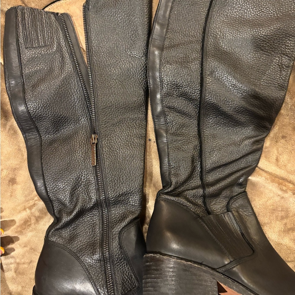 Black Leather Knee-High Boots